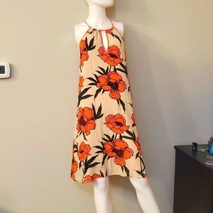 1. State floral print racer back dress, cream and orange, M